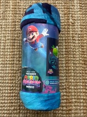 Nintendo Super Mario Galaxy Blue Plush Throw Blanket